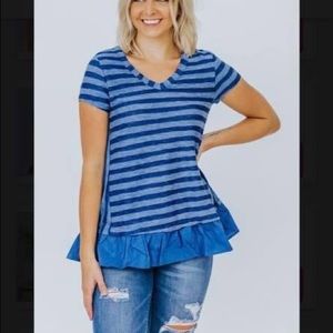 NWOT blue Filly Flair ruffle blouse